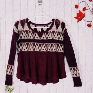 Free People Aztec Pullover Knit Sweater Top